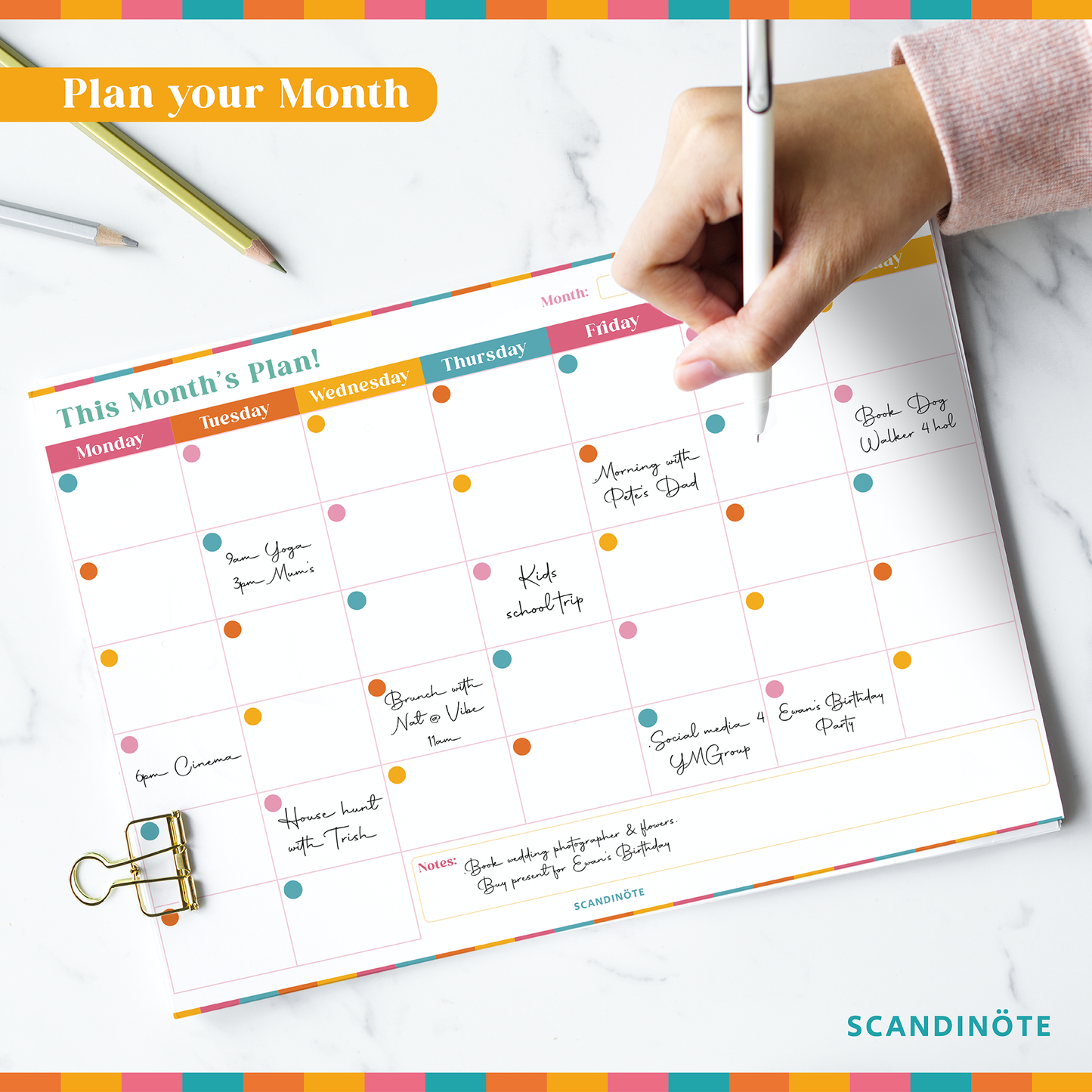 Scandinote A4 Monthly Planner Pad