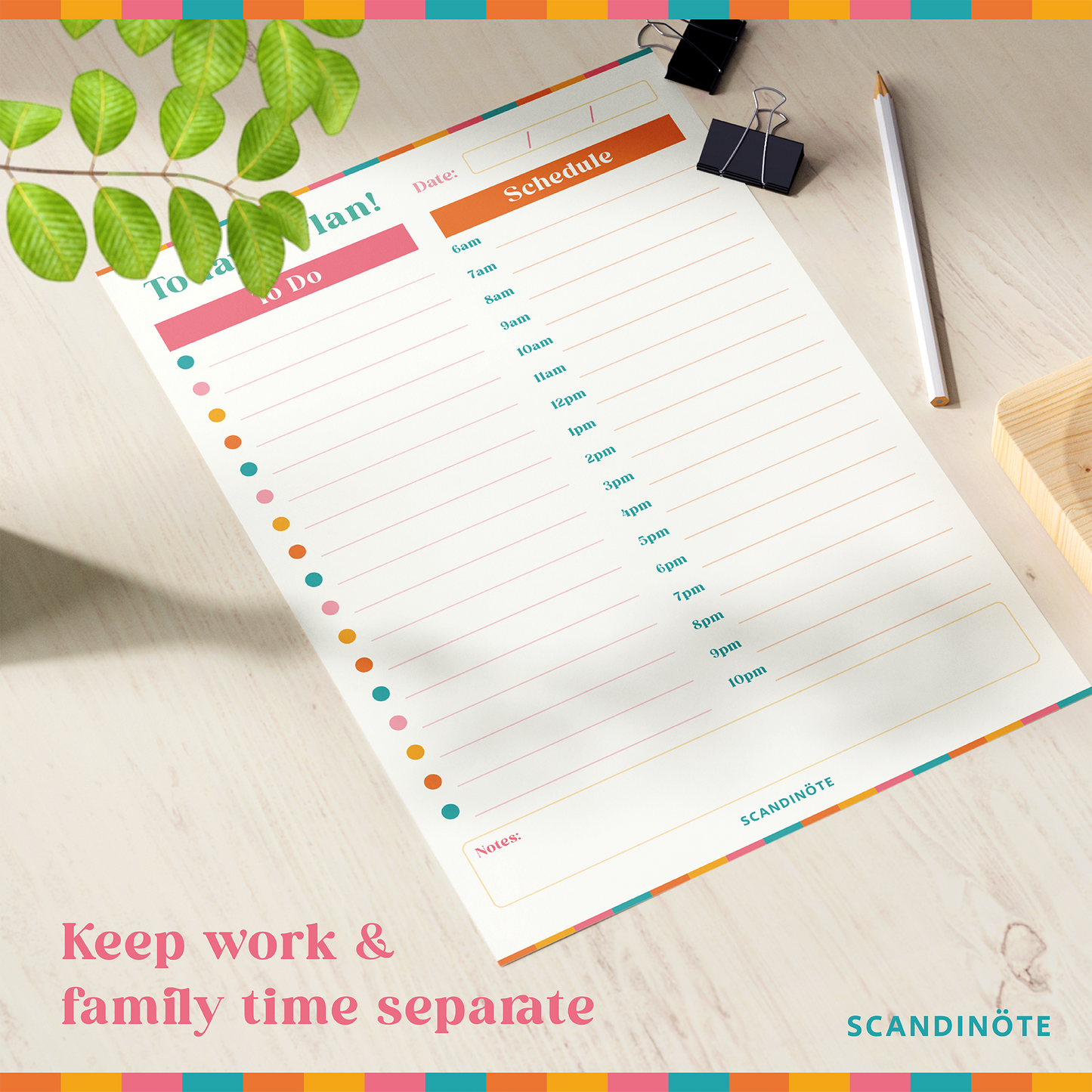 Scandinote A5 Daily Planner Pad and To Do List