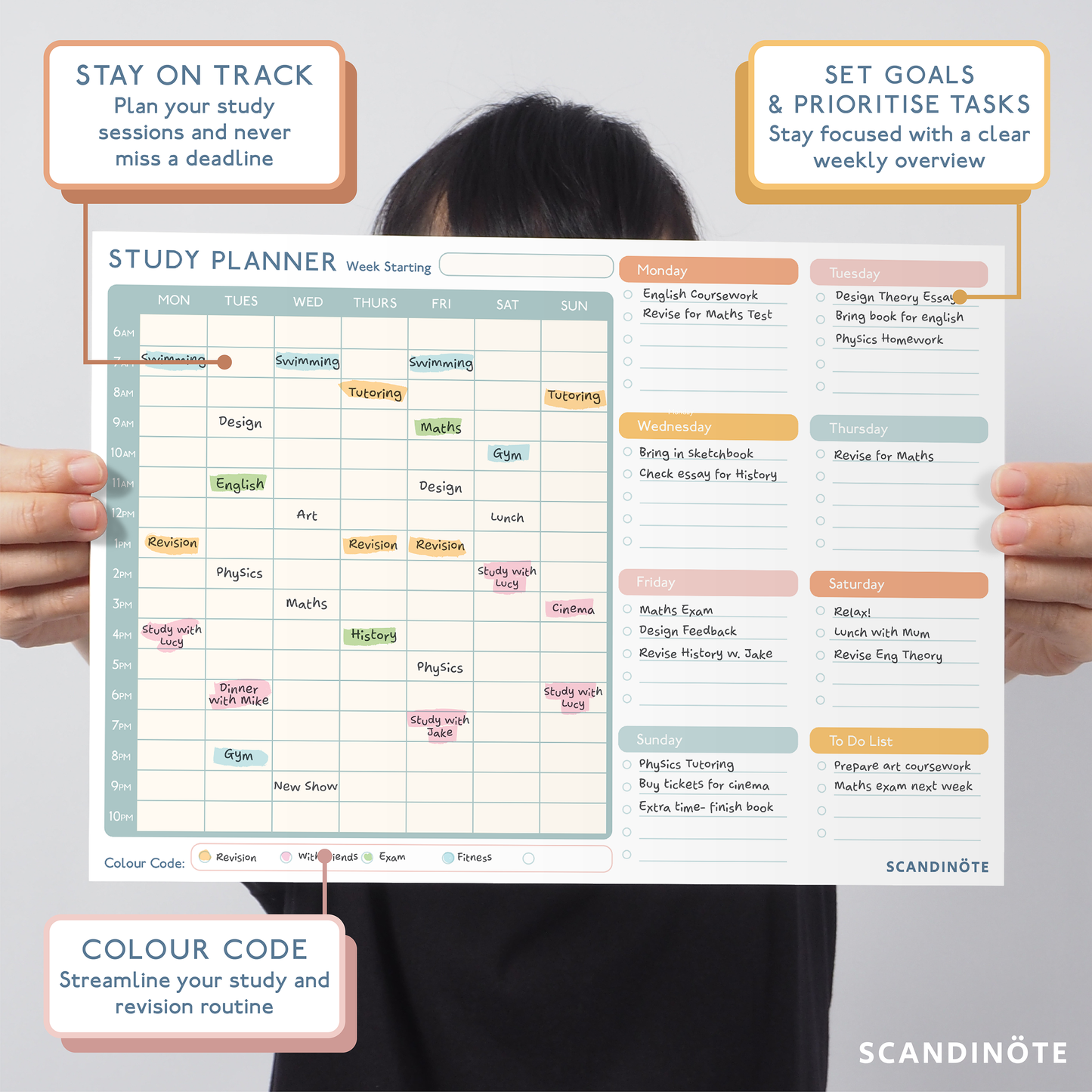 Scandinote Study and Revision Planner Pad for Students