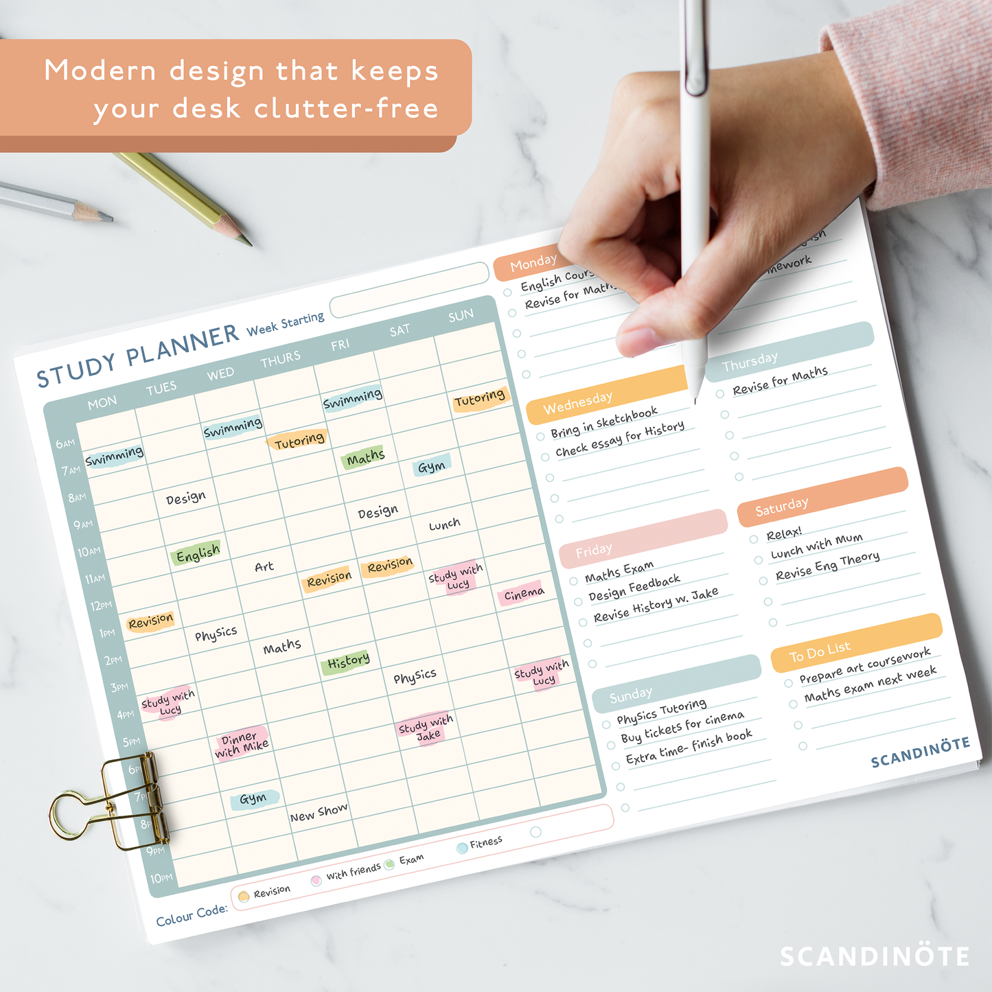 Scandinote Study and Revision Planner Pad for Students