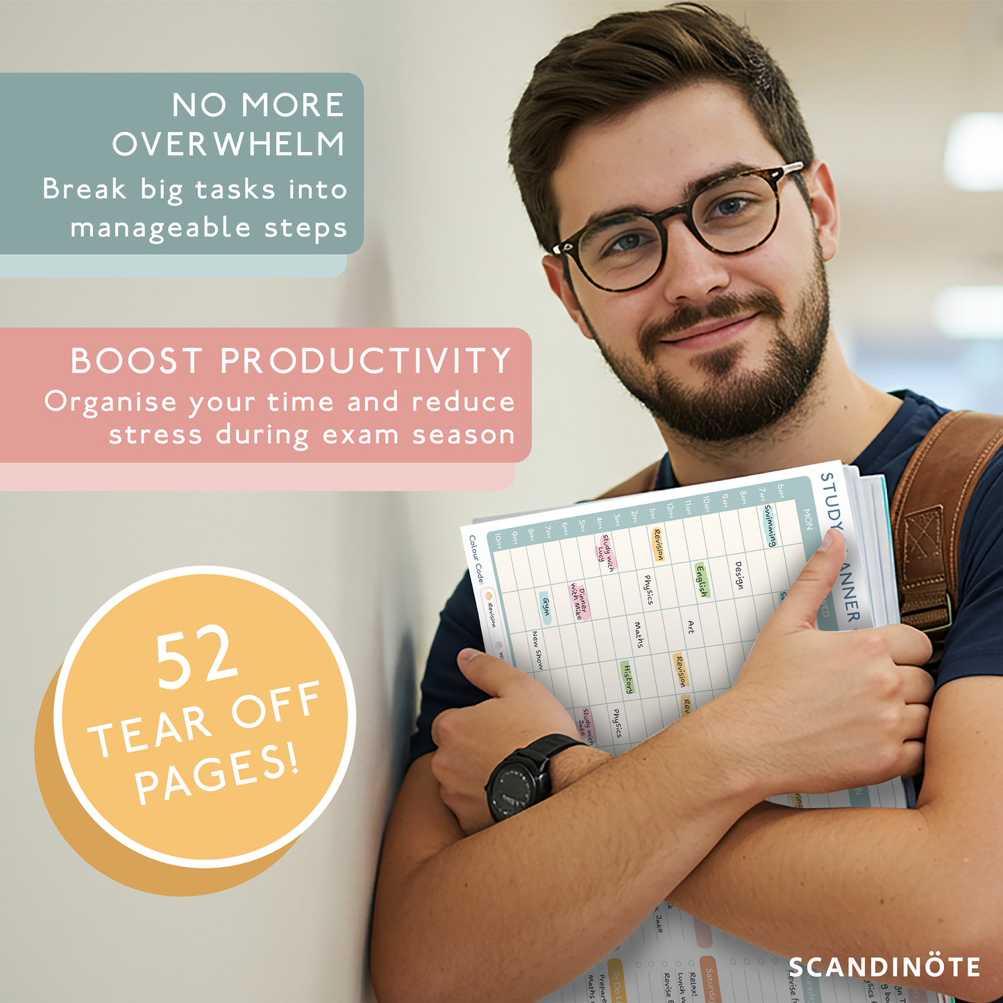 Scandinote Study and Revision Planner Pad for Students