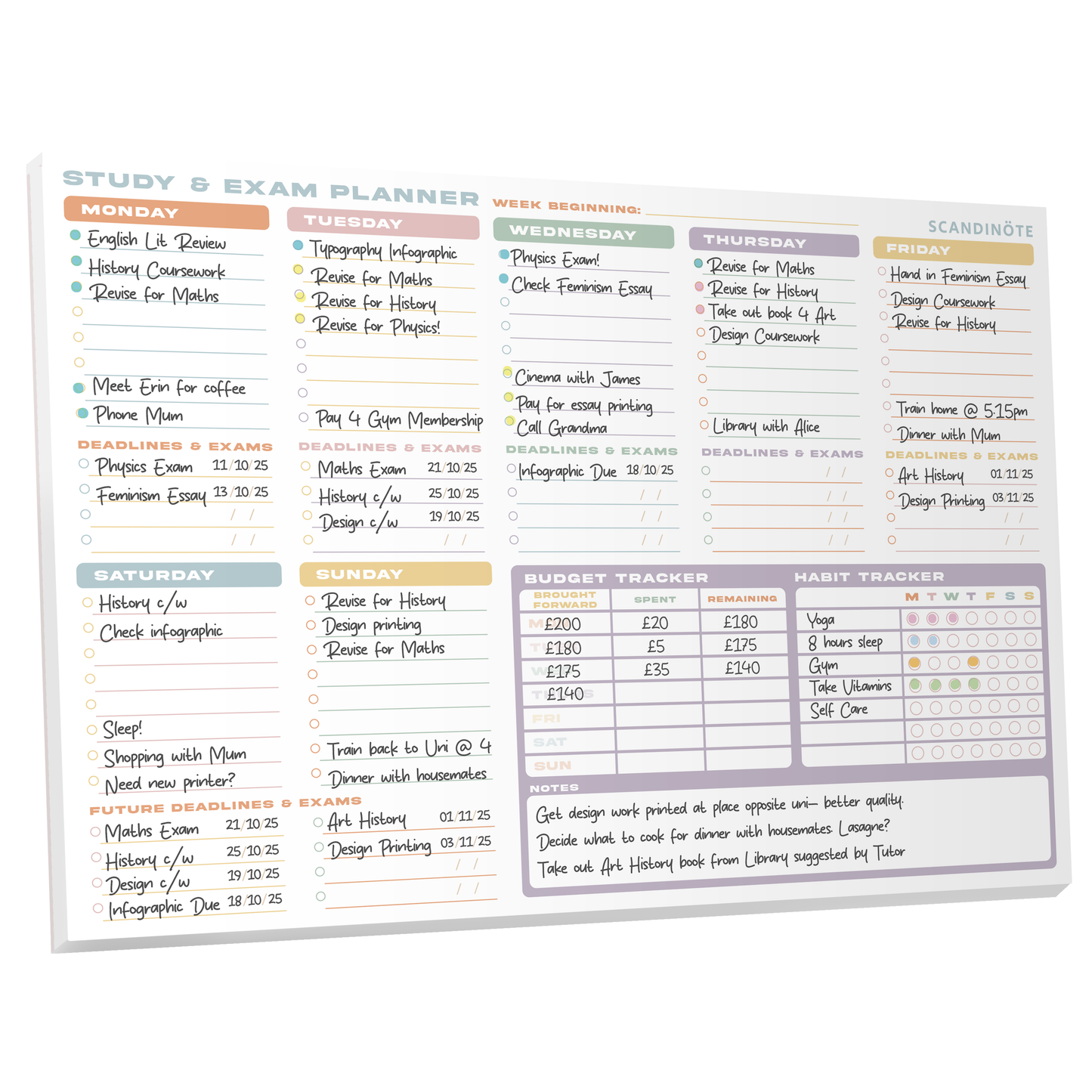 Scandinote Student Study Revision and Exam Planner