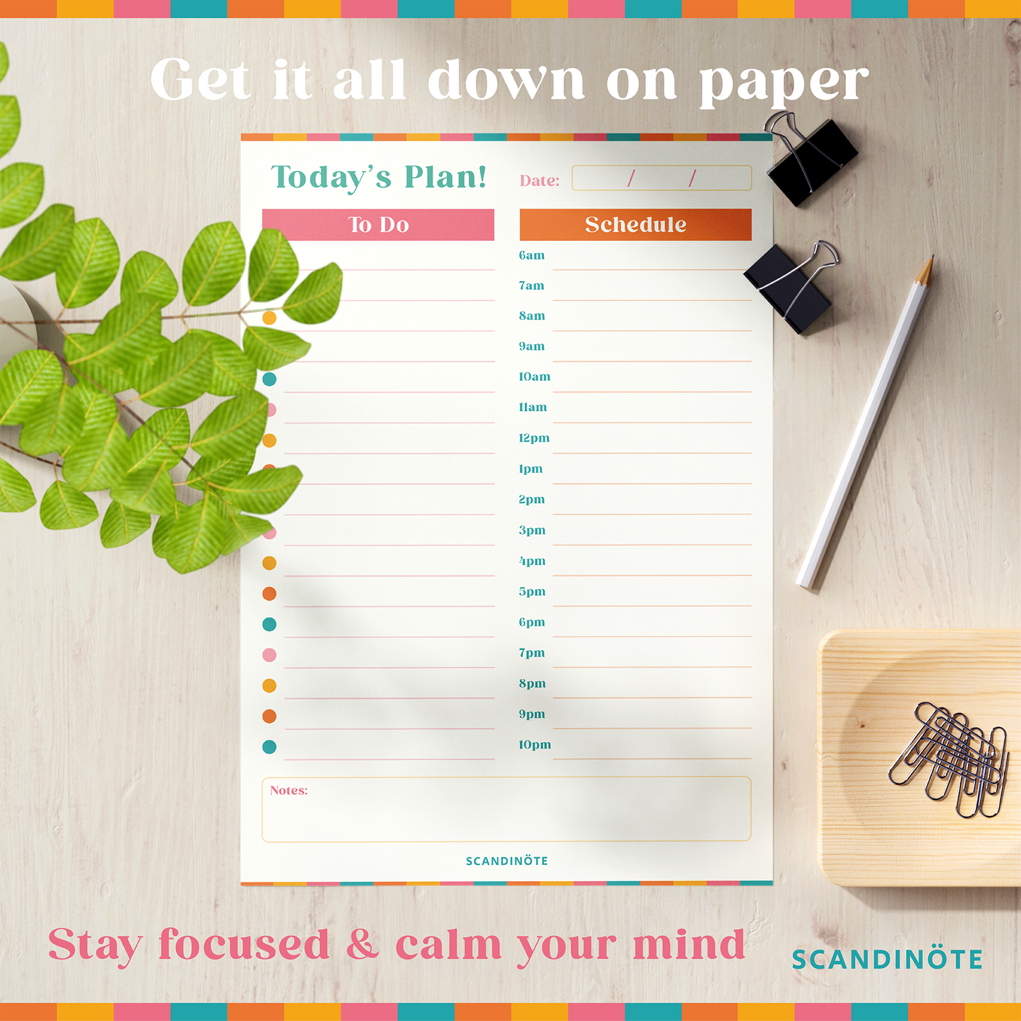 Scandinote A5 Daily Planner Pad and To Do List