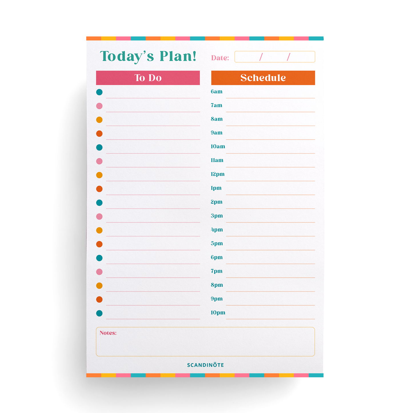 Scandinote A5 Daily Planner Pad and To Do List