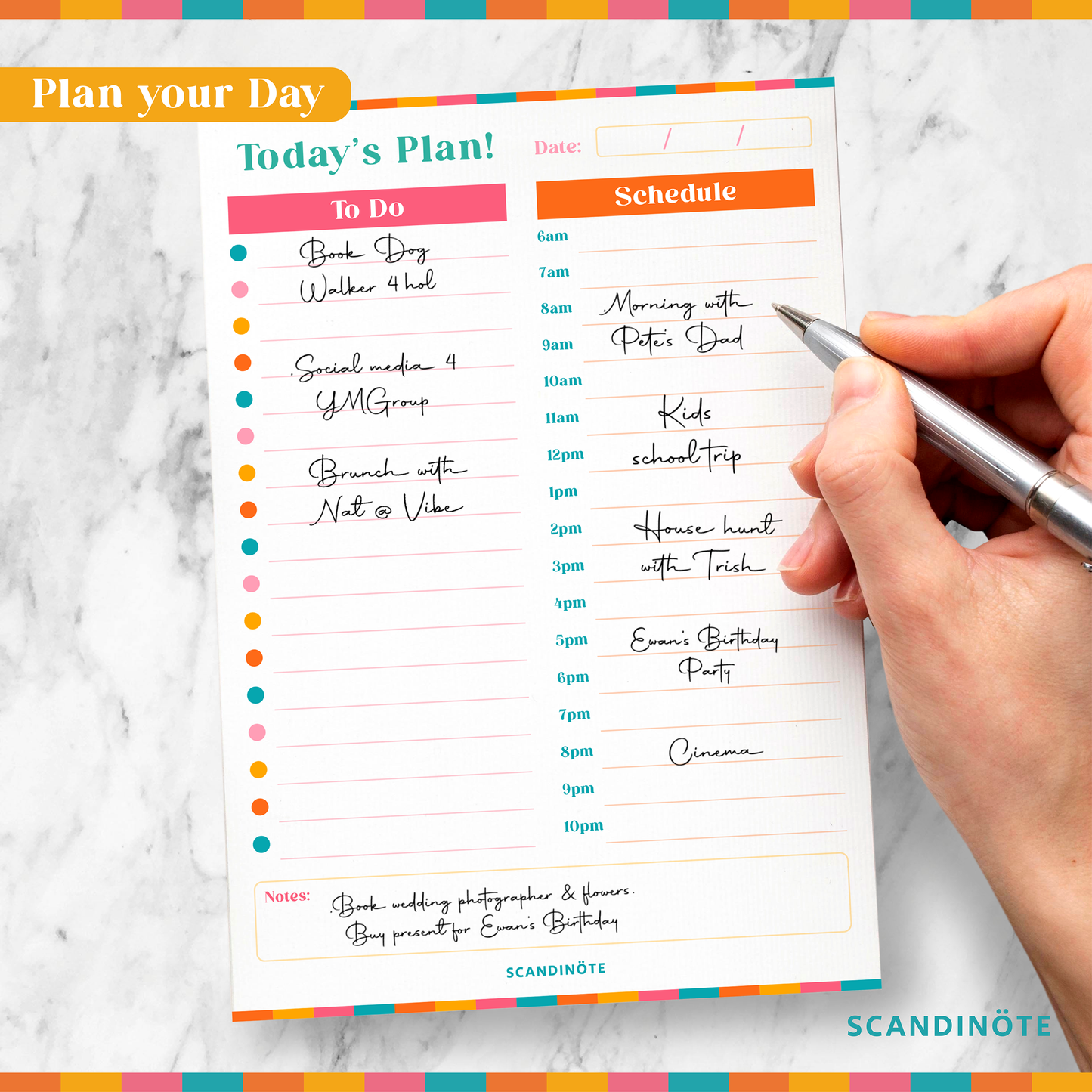 Scandinote A5 Daily Planner Pad and To Do List
